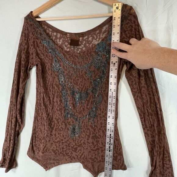 Cowgirl Tuff Co VTG Burnout L/S Top Womens SIZE MEDIUM Shirt Western Y2k Rodeo - Picture 6 of 10